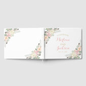 Blush Pink and Gold Floral Boho Wedding Monogram Gastenboek (Volledig)