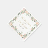 Blush Pink and Gold Floral Boho Wedding Monogram Servet (Hoek)