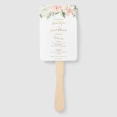 Blush Pink and Gold Floral Boho Wedding Programme Handwaaier (Voorkant)