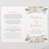 Blush Pink and Gold Floral Boho Wedding Programs (Voorkant)