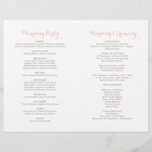 Blush Pink and Gold Floral Boho Wedding Programs (Achterkant)