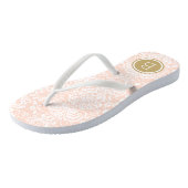 Blush Pink and Gold Floral Damask Monogram Teenslippers (Schuin)