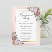 Blush Pink and Gold Floral Engagement Party Kaart (Staand voorkant)