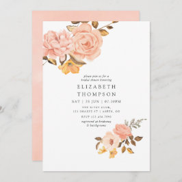 Blush Pink and Gold Floral Vrijgezellenfeest Kaart