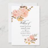 Blush Pink and Gold Floral Weddenfoto Kaart (Voorkant)