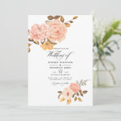 Blush Pink and Gold Floral Weddenfoto Kaart (Staand voorkant)