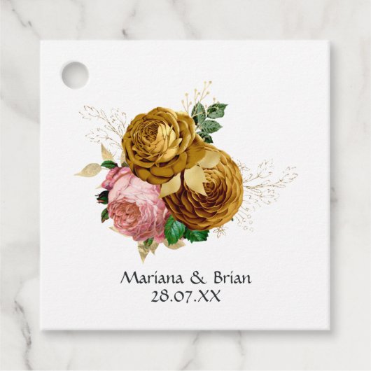 Blush Pink and Gold Floral Wedding Bedankjes Labels (Voorkant)