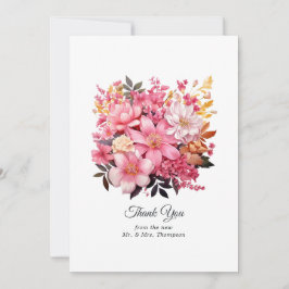 Blush Pink and Gold Floral Wedding Bedankkaart