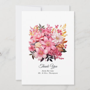 Blush Pink and Gold Floral Wedding Bedankkaart