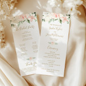 Blush Pink and Gold Floral Wedding Ceremony Programmakaart