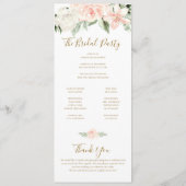 Blush Pink and Gold Floral Wedding Ceremony Programmakaart (Achterkant)