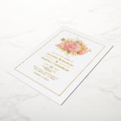 Blush Pink and Gold Floral Wedding Folie Uitnodiging (Gedraaid)