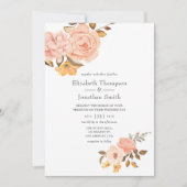 Blush Pink and Gold Floral Wedding Kaart (Voorkant)
