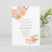 Blush Pink and Gold Floral Wedding Kaart (Staand voorkant)
