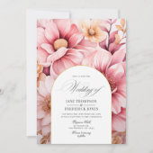 Blush Pink and Gold Floral Wedding Kaart (Voorkant)