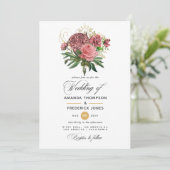 Blush Pink and Gold Floral Wedding Kaart (Staand voorkant)