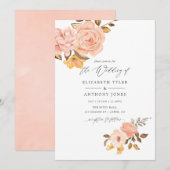 Blush Pink and Gold Floral Wedding Kaart (Voorkant / Achterkant)