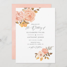 Blush Pink and Gold Floral Wedding Kaart