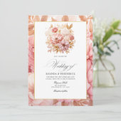 Blush Pink and Gold Floral Wedding Kaart (Staand voorkant)
