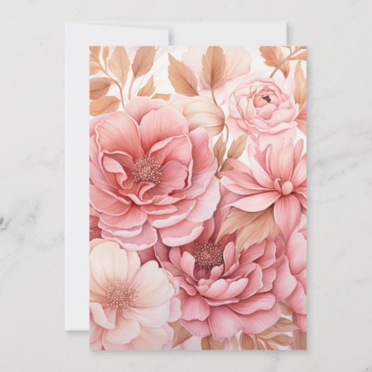 Blush Pink and Gold Floral Wedding Kaart (Achterkant)