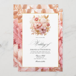 Blush Pink and Gold Floral Wedding Kaart