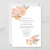 Blush Pink and Gold Floral Wedding Magnetische Uitnodiging (Voorkant)