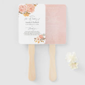 Blush Pink and Gold Floral Wedding Programme Handwaaier (Voorkant en achterkant)