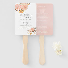 Blush Pink and Gold Floral Wedding Programme Handwaaier