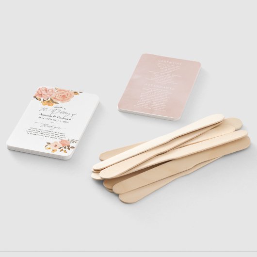 Blush Pink and Gold Floral Wedding Programme Handwaaier (Niet-gemonteerd)
