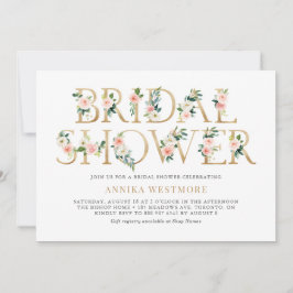 Blush Pink and Gold Foil Floral Girl Vrijgezellenf Kaart