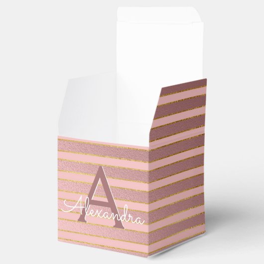 Blush Pink and Gold Foil Monogram - Jouw namen toe Bedankdoosjes (Geopend)