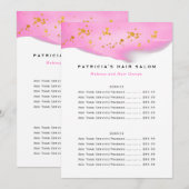 Blush Pink and Gold Glitter Biz-prijslijst Menu (Voorkant / Achterkant)