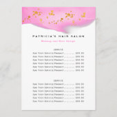 Blush Pink and Gold Glitter Biz-prijslijst Menu (Voorkant)