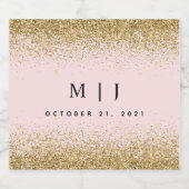 Blush Pink and Gold Glitter Wedding Sparkling Wijnetiket (Enkel label)