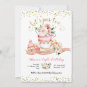 Blush Pink and Gold Let's Par-Tea Girl Birthday I Kaart (Voorkant)