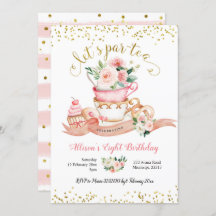 Blush Pink and Gold Let's Par-Tea Girl Birthday I