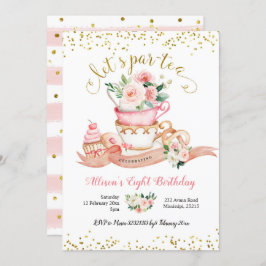 Blush Pink and Gold Let's Par-Tea Girl Birthday I Kaart