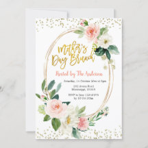 Blush Pink and Gold Moederdag Brunch Invitation