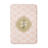 Blush Pink and Gold Moroccan Quatrefoil Monogram Badmat (Voorkant Verticaal)