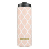 Blush Pink and Gold Moroccan Quatrefoil Monogram Thermosbeker (Voorkant)