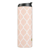 Blush Pink and Gold Moroccan Quatrefoil Monogram Thermosbeker (Gedraaid links)