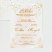 Blush Pink and Gold Muslim Wedding Line Art Kaart