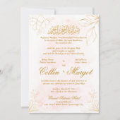 Blush Pink and Gold Muslim Wedding Line Art Kaart (Voorkant)