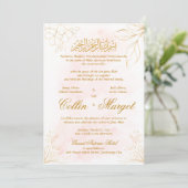 Blush Pink and Gold Muslim Wedding Line Art Kaart (Staand voorkant)
