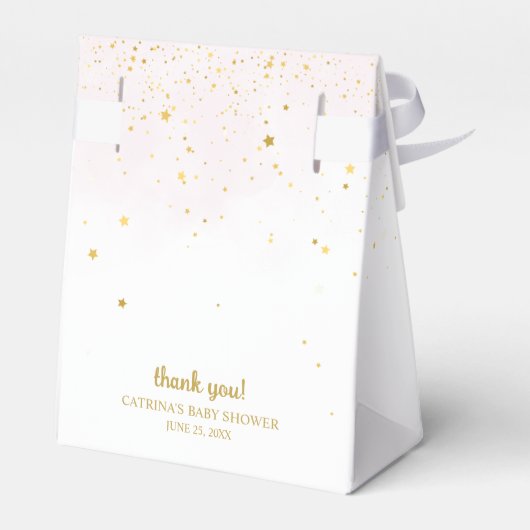 Blush Pink and Gold Over the Moon Baby shower Bedankdoosjes (Achterkant)