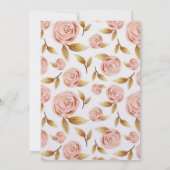 Blush Pink and Gold Peony Chic Girl Baby shower Kaart (Achterkant)