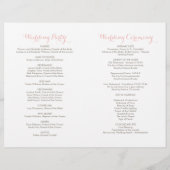 Blush Pink and Gold Peony Flower Wedding Programs  (Achterkant)