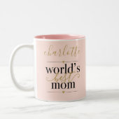 Blush Pink and Gold Personalized Worlds Beste mama Tweekleurige Koffiemok (Links)