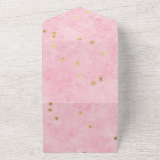 Blush Pink and Gold Succulents Wedding All In One Uitnodiging (Buitenkant)