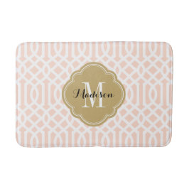 Blush Pink and Gold Trellis Monogram Badmat